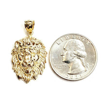 Load image into Gallery viewer, 14k yellow solid Gold lion Leo head face zodiac Pendant charm fine jewelry 4.7g
