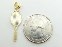 Load image into Gallery viewer, New 10k yellow gold tennis racket pendant fine sport gift jewelry unisex 0.9g
