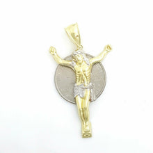 Load image into Gallery viewer, 10k two tone gold Jesus full body religious gift pendant charm fine jewelry 3.3g

