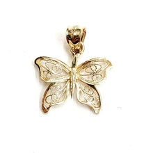 Load image into Gallery viewer, New 14k yellow Gold butterfly Pendant charm filigree gift fine jewelry 1.1g
