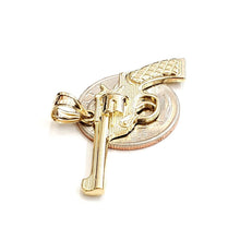 Load image into Gallery viewer, 14k yellow solid Gold handgun pistol gun Pendant charm fine gift jewelry 3.8g
