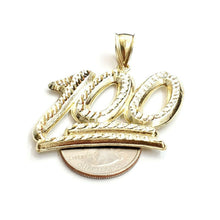 Load image into Gallery viewer, New 10K Solid Yellow Gold Diamond Cut One Hundred 100 Charm Pendant jewelry 8.3g
