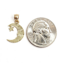 Load image into Gallery viewer, New 14k yellow gold moon and star pendant charm astronomy gift fine jewelry 1.1g
