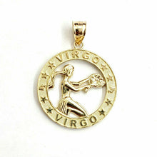 Load image into Gallery viewer, New 10k yellow Gold round Virgo zodiac sign Pendant charm astrology jewelry 2.3g
