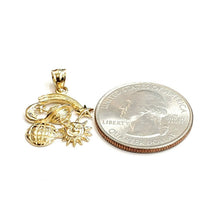 Load image into Gallery viewer, 14k yellow gold sun moon shooting star planets pendant charm fine jewelry 2.1g
