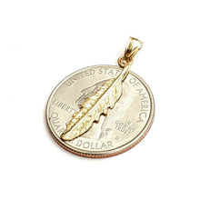 Load image into Gallery viewer, New 14k Yellow Gold solid feather Pendant Unisex gift fine jewelry 1g

