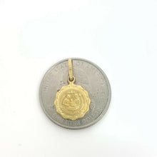 Load image into Gallery viewer, 14k yellow gold round hollow baptism bautizo pendant charm jewelry 0.47" 1.1g
