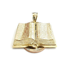 Load image into Gallery viewer, 10k yellow gold lord's prayer book our father bible verse pendant jewelry 13.5g
