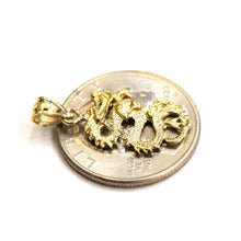 Load image into Gallery viewer, New 14k yellow Gold 3D dragon Pendant charm solid lucky gift fine jewelry 1.5g
