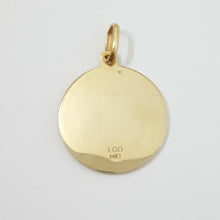 Load image into Gallery viewer, New 14k yellow gold round saint Jude Judah Thaddeus pendant religious 0.73" 3.1g
