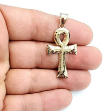 Load image into Gallery viewer, 10k yellow gold Egyptian ankh cross pendant charm fine religious jewelry 2.5g
