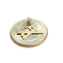 Load image into Gallery viewer, 14k yellow Gold tiny i love baseball bat Pendant charm fine sport jewelry 0.6g
