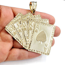 Load image into Gallery viewer, New 10k yellow solid Gold playing card Pendant charm casino fine jewelry 22.6g
