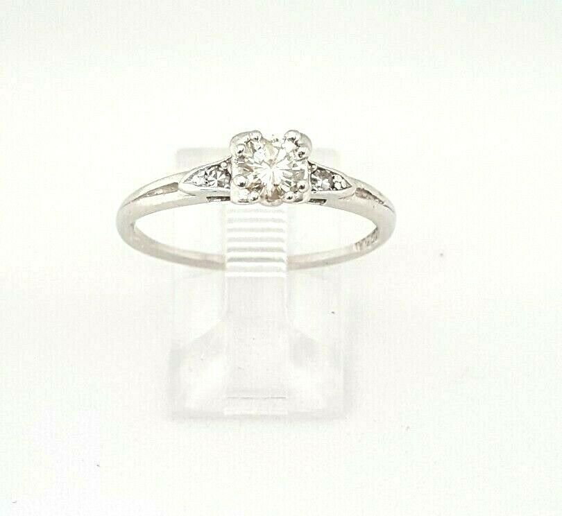 Pre-owned 0.34Ct Natural Diamond platinum Wedding Engagement Ring gift Size 7.25