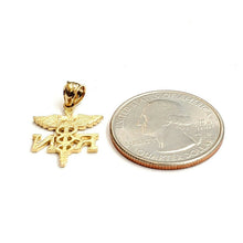 Load image into Gallery viewer, 14k yellow Gold RN caduceus medical sign nurse Pendant charm fine jewelry 1.5g
