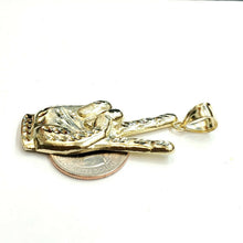 Load image into Gallery viewer, 10k yellow gold victory sign peace hand gesture pendant unisex diamond cut 4.9g
