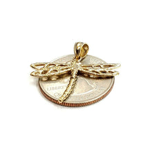 Load image into Gallery viewer, New 14k yellow gold dragonfly Pendant charm gift fine jewelry 1.8g
