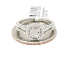 Load image into Gallery viewer, 0.37Ct Natural Diamond 14k White Gold Semi Mount halo center round Ring size 6.5

