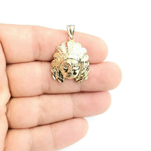 Load image into Gallery viewer, New 10k yellow solid Gold Indian face head Pendant diamond cut fine jewelry 3.2g
