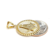 Load image into Gallery viewer, New 10k yellow Gold round Freemason Masonic Pendant 0.97" religious jewelry 3.9g
