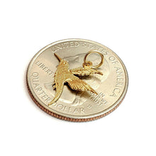 Load image into Gallery viewer, 14k yellow Gold tiny hummingbird Pendant charm fine gift jewelry for her 0.5g
