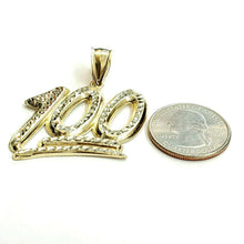 Load image into Gallery viewer, New 10K Solid Yellow Gold Diamond Cut One Hundred 100 Charm Pendant jewelry 6.9g
