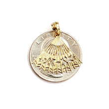 Load image into Gallery viewer, New 14k Yellow Gold Hand Held Fan hand fan Pendant charm gift fine jewelry 1.2g
