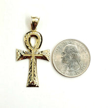 Load image into Gallery viewer, 10k yellow gold Egyptian ankh cross pendant charm fine religious jewelry 2.5g
