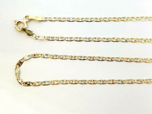 10K tri color gold 2mm Valentino chain Necklace jewelry gift for her 16" 1.9g