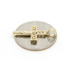 Load image into Gallery viewer, 14k yellow gold cross Jesus pendant charm with heart religious fine jewelry 1.1g
