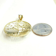 Load image into Gallery viewer, 10k yellow gold round globe planet earth world map pendant jewelry 1.34" 5g
