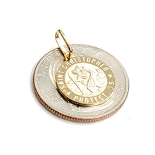 Load image into Gallery viewer, 14k solid yellow Gold round saint Christopher Pendant religious gift 0.60" 2.1g
