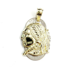 Load image into Gallery viewer, New 10k solid yellow Gold Chief face head Pendant diamond cut fine jewelry 9.2g
