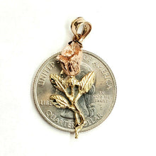 Load image into Gallery viewer, 14k 2 color solid Gold rose flower Pendant charm fine women gift jewelry 2.3g
