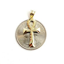 Load image into Gallery viewer, 10k yellow gold Egyptian ankh cross pendant charm fine religious jewelry 0.9g
