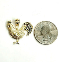 Load image into Gallery viewer, 14k yellow Gold rooster chicken bird Pendant charm diamond cut fine jewelry 2.9g
