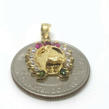 Load image into Gallery viewer, 14k yellow Gold horseshoe Pendant cubic zirconia lucky gift fine jewelry 2.2g
