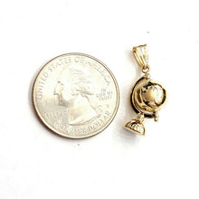 Load image into Gallery viewer, New 14k yellow gold 3D SPINNING round globe planet earth world map pendant 1.5g
