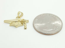 Load image into Gallery viewer, 14k yellow gold graduation hat pendant charm education high school jewelry 1.9g
