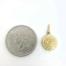 Load image into Gallery viewer, 14k yellow gold round hollow baptism bautizo pendant charm jewelry 0.47" 1.1g
