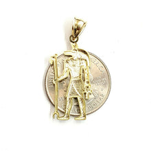 Load image into Gallery viewer, 10k yellow Gold Egypt jackal god Anubis holding Ankh Pendant fine jewelry 1.6g
