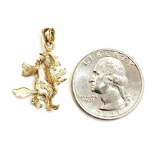 Load image into Gallery viewer, New 14k yellow Gold solid Witch on Broom Pendant charm Gift fine jewelry 2.7g
