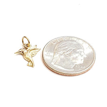 Load image into Gallery viewer, New 14k yellow Gold Tiny Solid Hummingbird Pendant charm gift fine jewelry 0.7g
