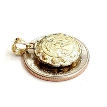 Load image into Gallery viewer, New 10k yellow gold hollow two sided Jesus &amp; virgin Guadalupe pendant 0.69" 2.3g
