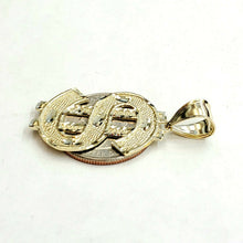 Load image into Gallery viewer, New 10k yellow gold dollar sign diamond cut unisex lucky pendant charm gift 3.2g
