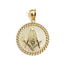 Load image into Gallery viewer, New 10k yellow Gold round Freemason Masonic Pendant 0.97" religious jewelry 3.9g
