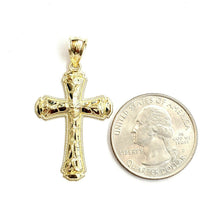 Load image into Gallery viewer, New 10k yellow gold nugget cross pendant charm fine jewelry religious gift 2.1g
