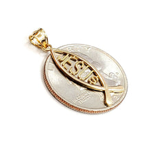 Load image into Gallery viewer, 14k yellow gold Ichthus Fish Jesus pendant charm religious fine jewelry 1.1g
