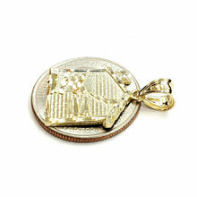 Load image into Gallery viewer, New 10k yellow gold trap house pendant charm diamond cut gift fine jewelry 1.8g
