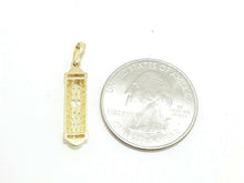 Load image into Gallery viewer, 14k gold two tone mezuzah shin jewish cubic zirconia pendant fine jewelry 1.3g
